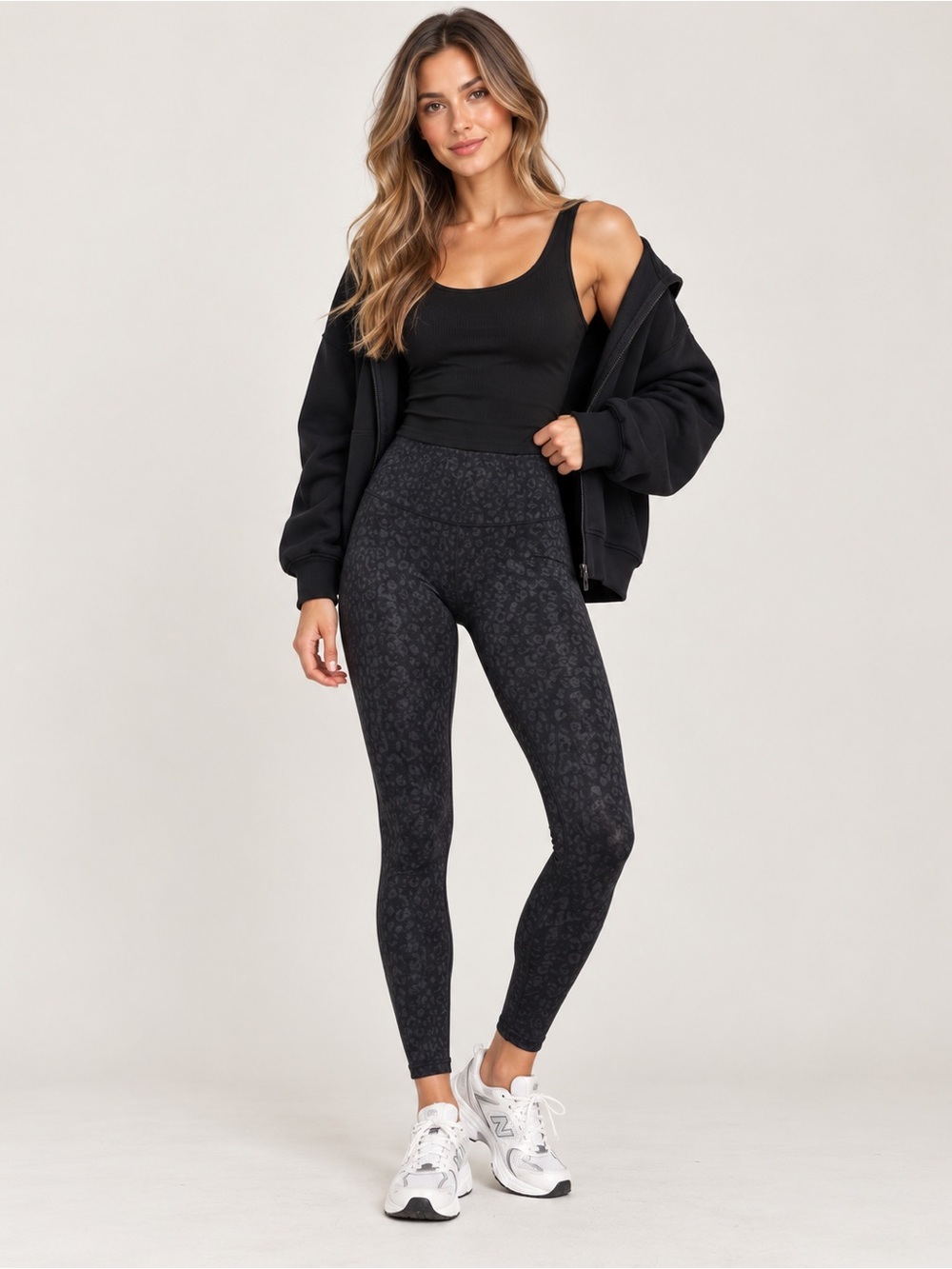 SPANX Black Subtle Printed High-Waist Leggings size M